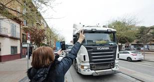 Protestas del sector del transporte en Zaragoza